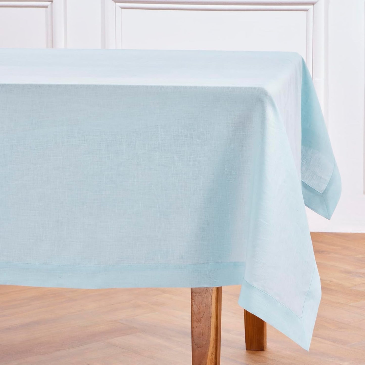 Solino Home Linen Tablecloth for Rectangle Tables 60 x 144 Inch - 100% Pure Linen Ice Water Table Cloth - Fete, Machine Washable Cloth Tablecloth