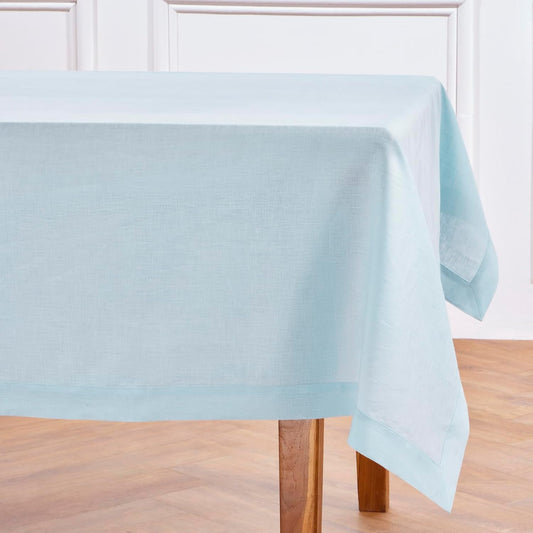 Solino Home Linen Tablecloth for Rectangle Tables 60 x 144 Inch - 100% Pure Linen Ice Water Table Cloth - Fete, Machine Washable Cloth Tablecloth