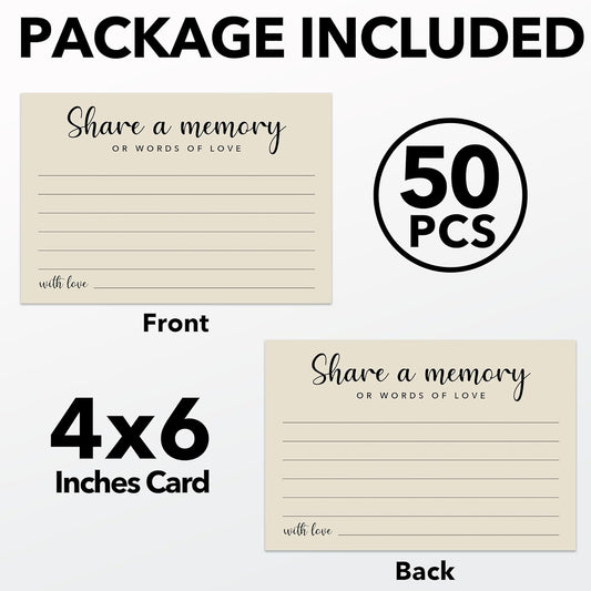 Share a Memory Cards for Celebration of Life, Graduation, Retirement, Birthdays, Guest Book Ideas, Funeral Sign In Book For Memorial Service, 4x6 Inches Set of 50 Pcs(Vanilla Cream) -A08
