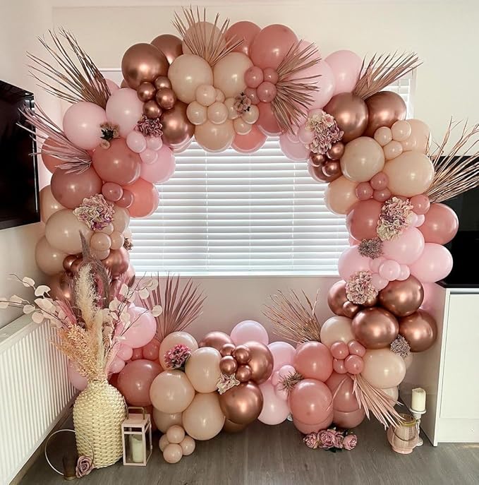 Rose Gold and White Balloons Garland Arch Kit, 162pcs Metallic Rose Gold Nude Pink White and Confetti Balloons for Valentines Day Wedding Bridal Shower Baby Shower Birthday Party Decorations