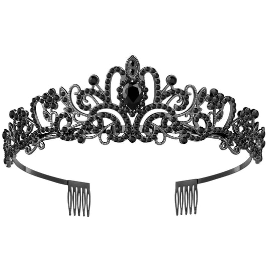 Tiara Crown for Women, Queen Tiara for Birthday Prom Bridal Party Custome Black
