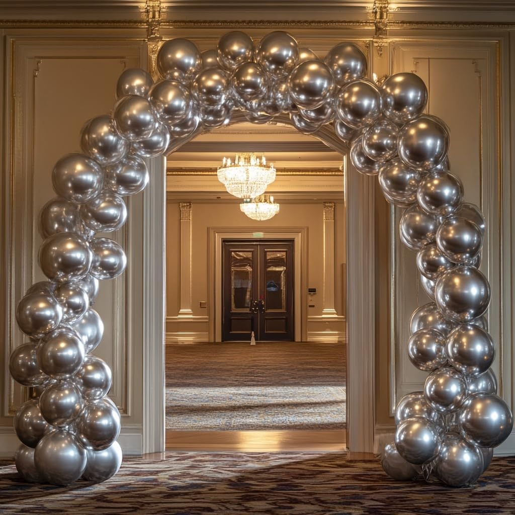 Silver Balloons, 60 PCS Metallic Silver Balloons 12 inch Latex Balloon for Birthday Party Decoration, Wedding, Baby Shower, Anniversary, Graduation, Retirement and Balloon Garland