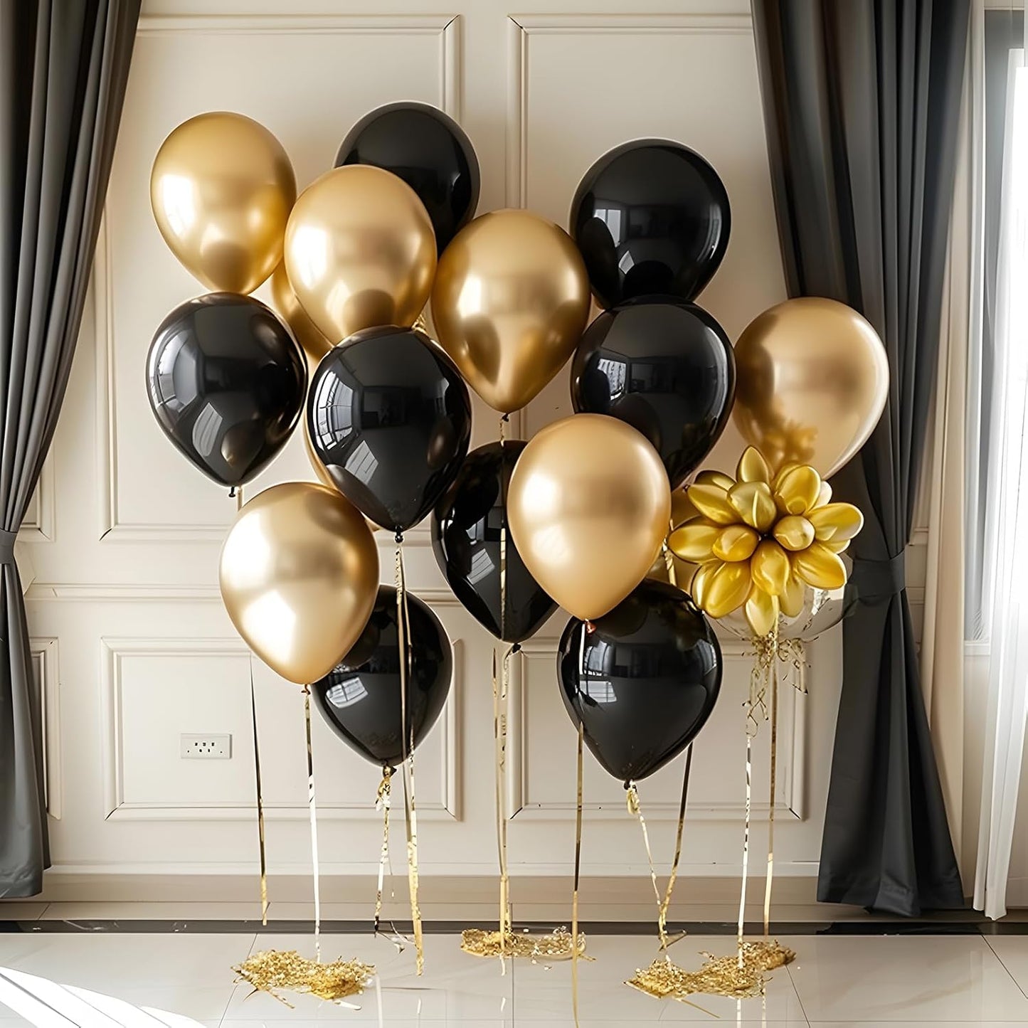 RUBFAC 92pcs Black Balloons Different Sizes 18 12 10 5 Inch for Garland Arch Premium Latex Balloons for Happy New Year Decorations 2024 Birthday Party Graduation