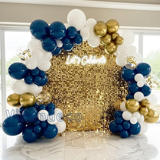Navy Blue Balloon Garland Kit - 102pcs Blue and White Balloons with Gold and Star Foil Balloons - Party Decoration Arch for Graduation 2026 Birthday Baby Shower