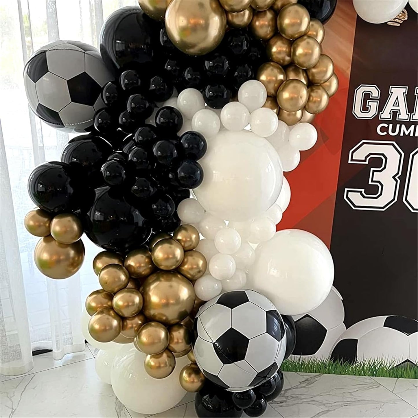 22 Inch 4D Soccer Foil Balloons, 6Pcs Soccer Party Decorations Football Shape Mylar Foil Balloons Sport Decor for Boys Kids Soccer Ball Fans Theme Birthday Party Decorations Supplies