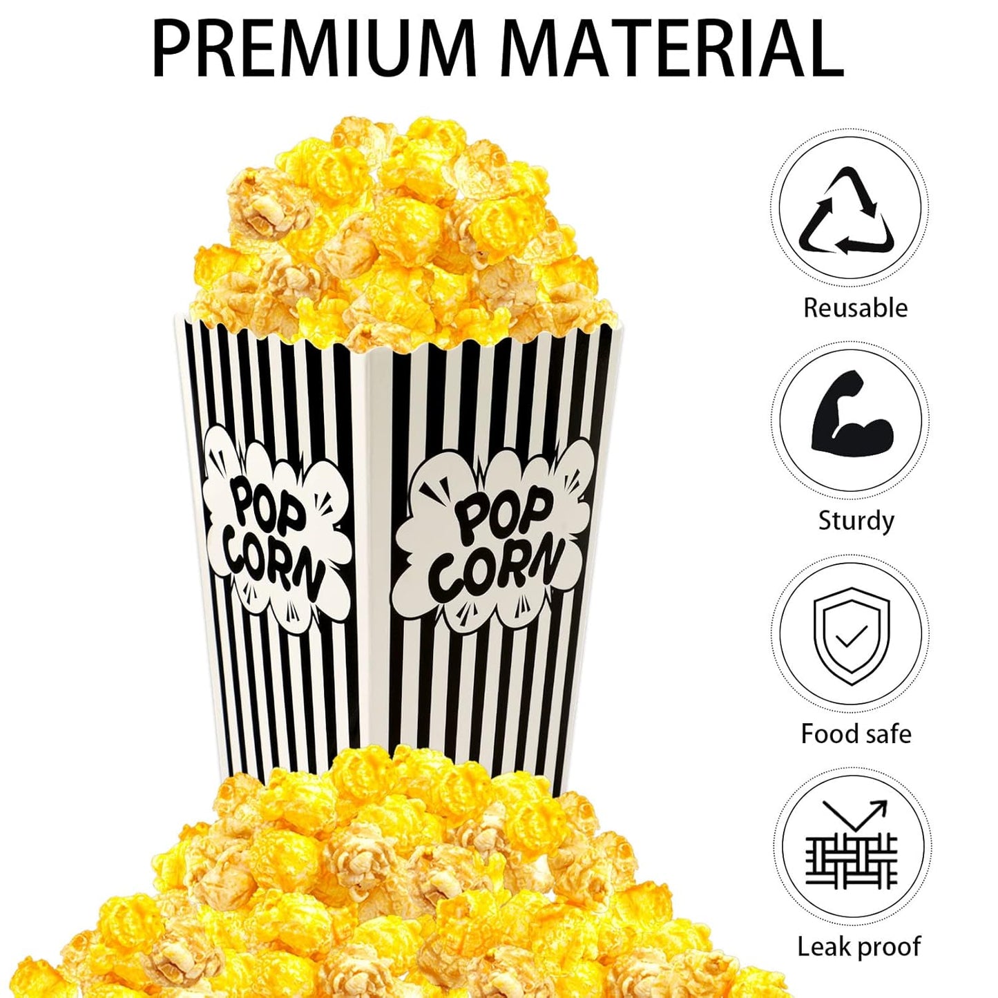 DECYOOL Mini Paper Popcorn Bags, 30Pack Small Size Popcorn Bags Black and White Movie Night Popcorn Boxes Pop Corn Buckets and Container for Home, Carnival Party, Decorations
