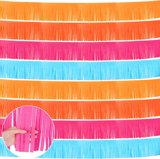 Taiyin 12 Pack 120 Feet Yellow, Orange, Pink, Blue Fringe Garland Tissue Paper Fringe Tassel Party Garland Wall Hanging Banner Backdrop Streamers for Wedding Birthday Autumn Thanksgiving
