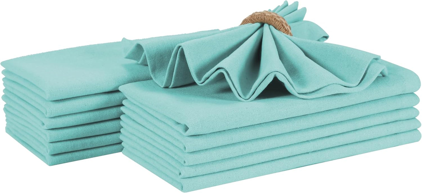 Homidate Cotton Cloth Dinner Napkins Set of 12 – 18x18 Aqua Green – Machine Washable Fabric Napkins for Weddings, Parties, Thanksgiving, Christmas & Everyday Dining