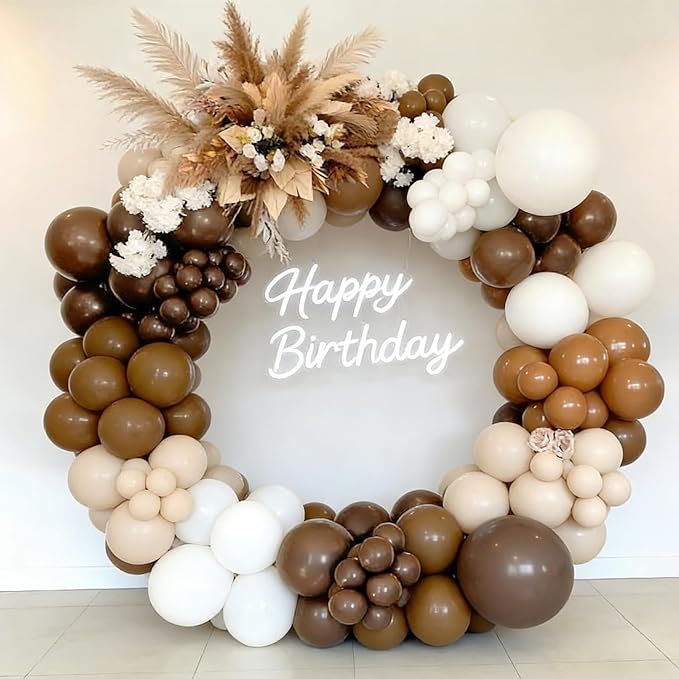 99Pcs Dark Brown Balloon Arch Kit - 18/12/10/5 inch Retro Coffee Tan Latex Balloons for Boho Birthday, Bear Baby Shower, Wedding, Thanksgiving