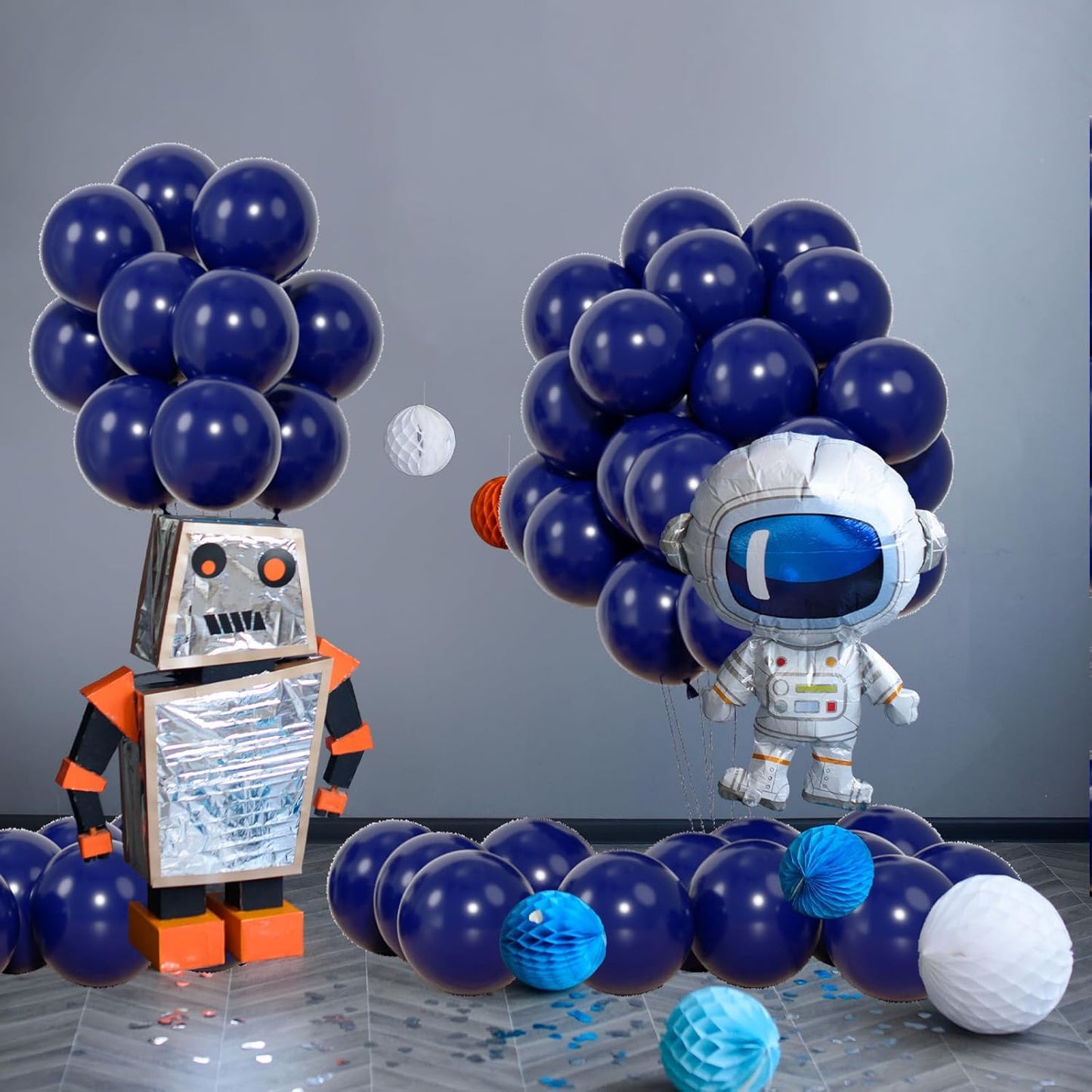 50pcs Navy Blue Balloons,12inch Helium Quality Nile Blue Balloons for Graduation Wedding Baby Shower Birthday Baseball Party Decorations (With Ribbon & Glues)