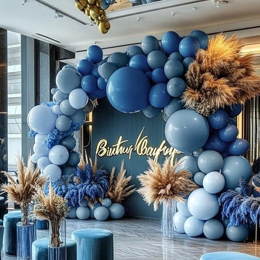 Dusty Blue Balloon Arch Double Stuffed Light Dark Blue Balloons Different Size Blueberry Balloon Garland Kit for Baby Shower Birthday Wedding Bridal Christmas New Year Party Decorations