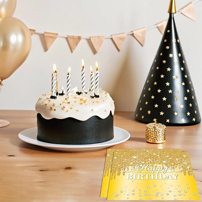 40pcs Happy Birthday Napkins Gold Happy Birthday Decorations for Women and Girls Disposable Paper Sparkle Diamond Gold Napkins for Birthday Wedding Anniversary Baby Shower Party Decor