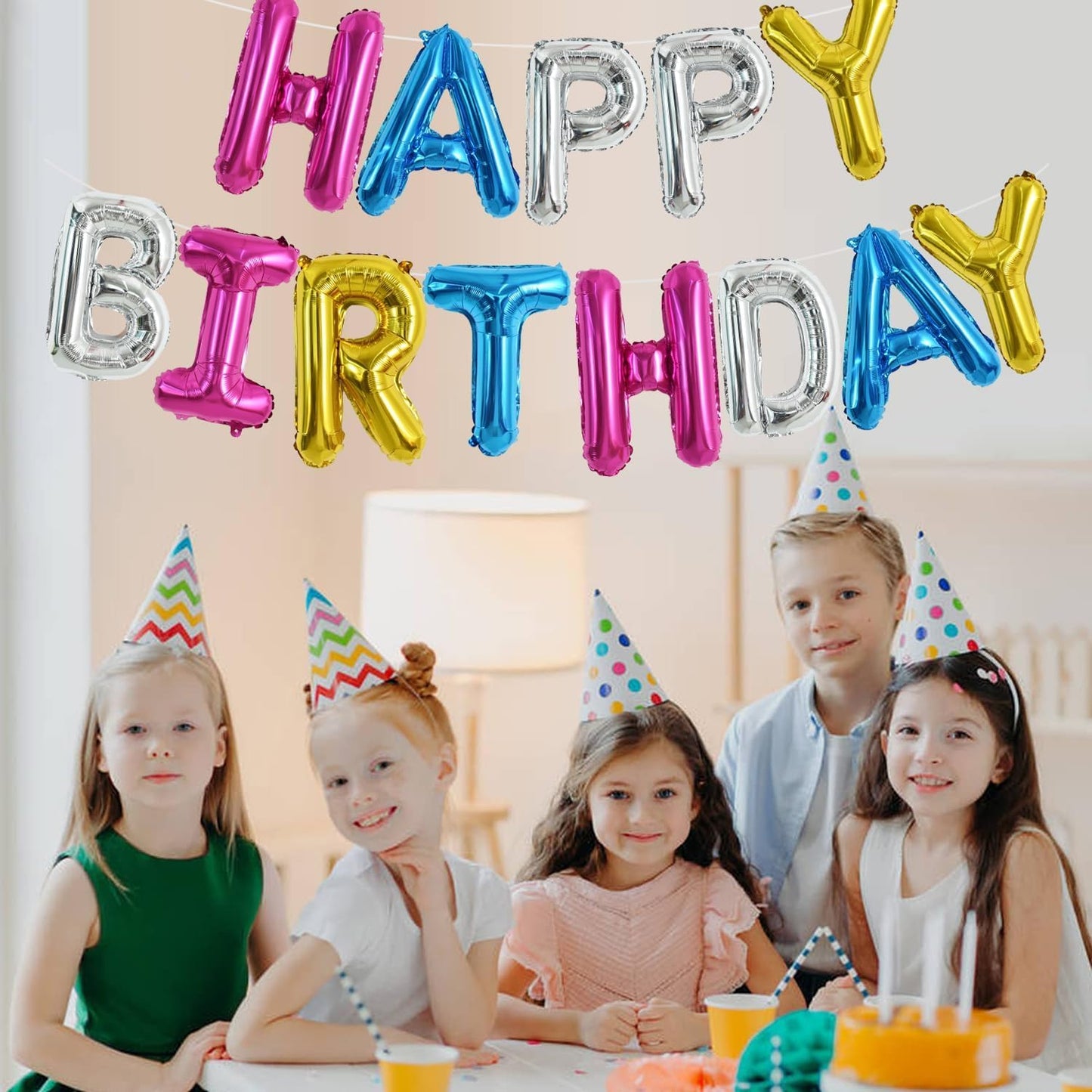 TONIFUL 16 Inch 4 Color Mylar Foil Birthday Balloons Banner Happy Birthday Balloon Letters for Adults & Girls Boys Kids Birthday Decorations Party Supplies
