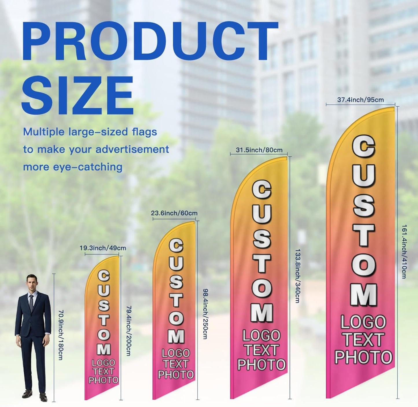 Custom Advertising Feather Flags for Outside Business 4 Sizes Personalized Advertising Flags Custom Logo Flag