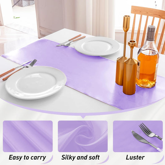 20 Pack Satin Table Runner 12 X 108 Inch Silk Table Runner for Party,Wedding, Birthday, Banquets,Decoration(Lavender)