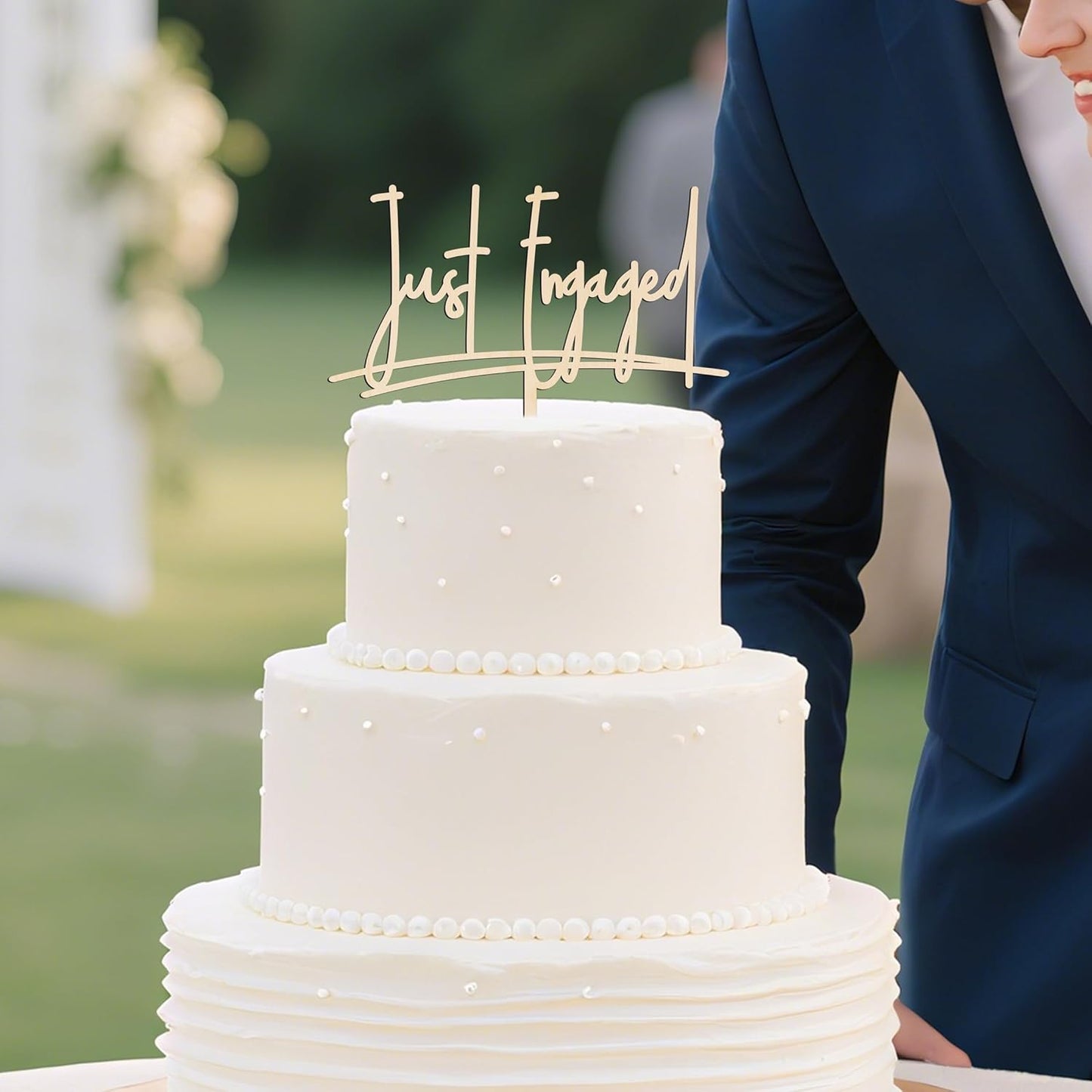 Just Engaged Wooden Cake Topper,Engagement party; bride's shower cake decoration