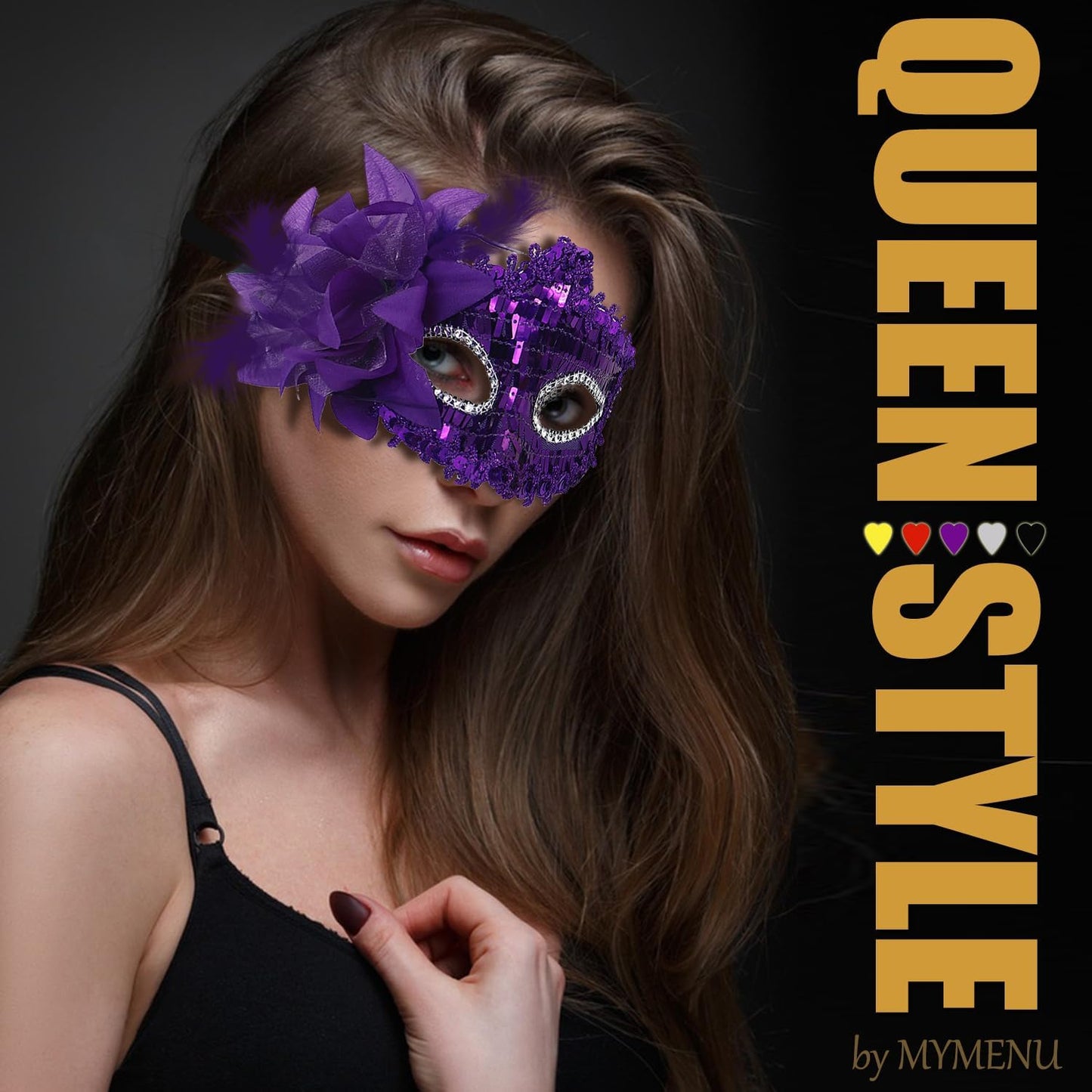 MYMENU Masquerade Mask for Women Couple Masquerade Mask for Men Shiny Venetian Mask Halloween Mask for Party Prom