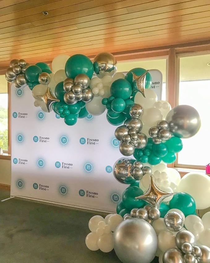 Teal Blue Silver White Balloons Kelfara 60Pcs 12 inch Turquoise Silver White Metallic Confetti Balloons Kit with Ribbons for Wedding Bridal Baby Shower Birthday Graduation Prom Party Decorations