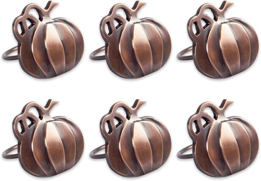 DII Christmas Thanksgiving Holiday Tabletop Décor Collection Decorative Napkin Ring Holder Set, 2" Diameter, Rustic Harvest Pumpkin, 6 Piece