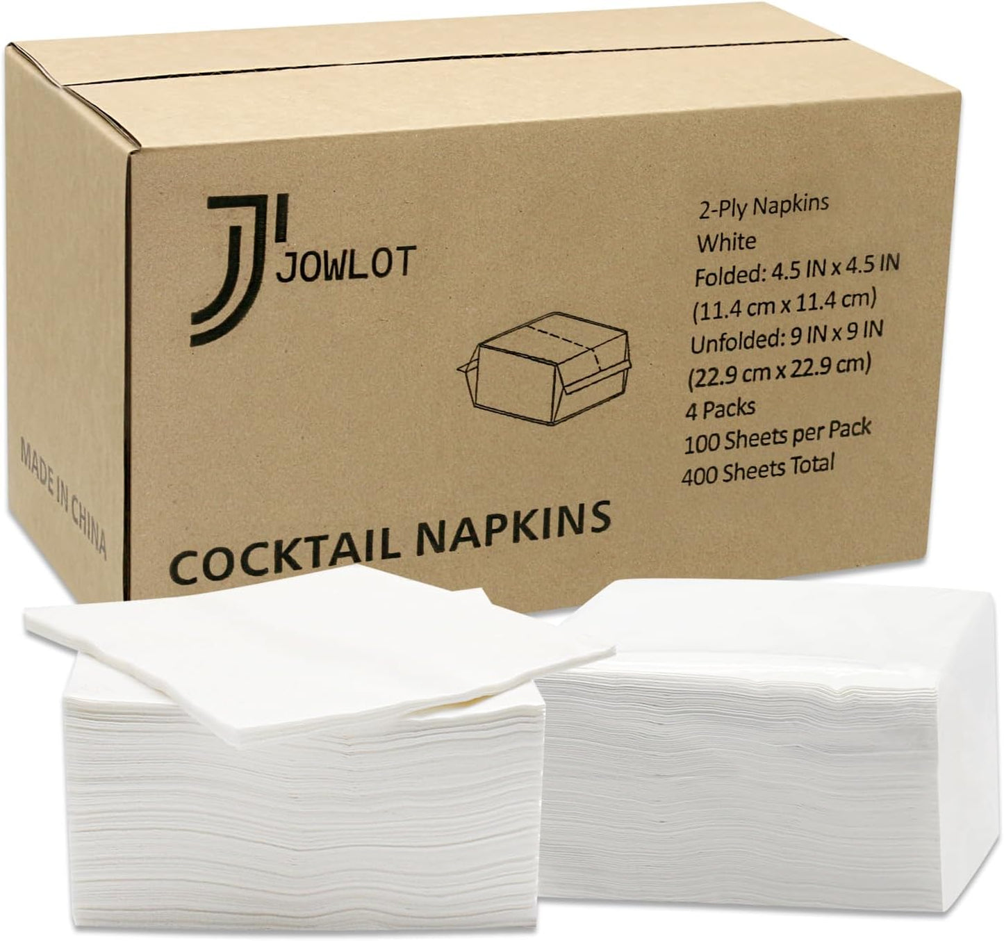 Cocktail Napkins - 400 Count 2-Ply White Napkins Disposable, 4.5 x 4.5 Inch Folded Paper Napkins Bulk Beverage Napkins for Dinner Wedding Bar Party and Everyday Use