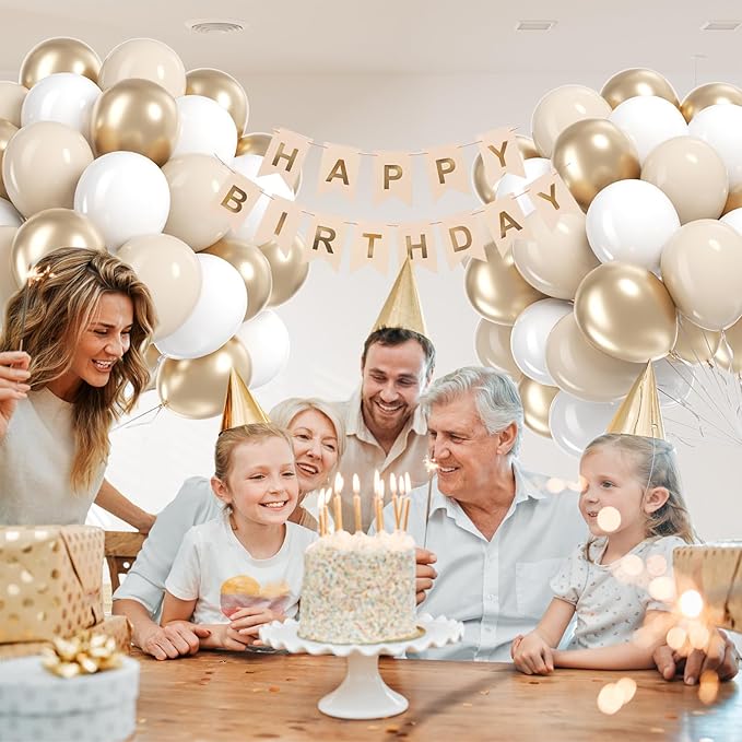 60pcs Gold and White Balloons 12inch with Metallic Gold Sand White Balloons for Engagement Wedding Birthday Baby Shower Party Decorations
