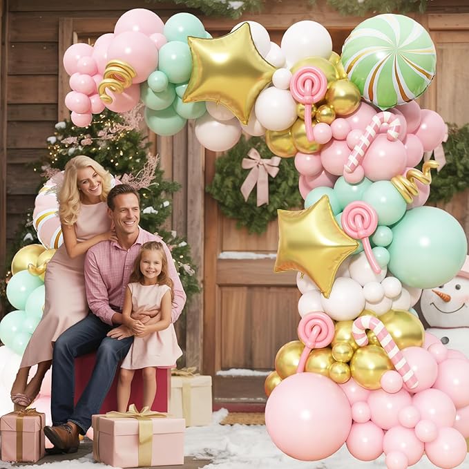 Pastel Balloon Arch Garland Kit, Macaron Pink Green White Gold Latex Party Balloons Pastel Color Easter Balloon for Easter Spring Wedding Graduation Baby Shower Birthday Party Decorations