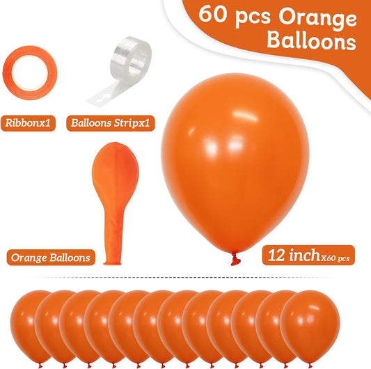 Orange Balloons, 60 PCS Orange Balloons 12 Inch Latex Balloon for Birthday Party Decoration, Wedding, Baby Shower, Anniversary, Summer Party Decoration and Balloon Garland