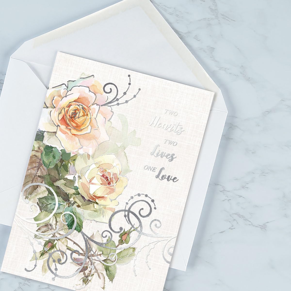 Deluxe Floral Wedding Anniversary Greeting Cards - Set of 8 (4 Designs), 5 x 7 Inches, Anniversary Congratulations to Couple