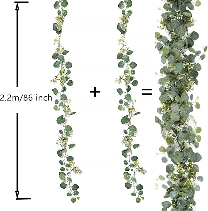 Artificial Eucalyptus Small Flowers Decoration Babysbreath Garland Faux Silk Leaf Décor Anniversary Engagement Party Wedding Fireplace Craft Design Housewarming Window Decorating