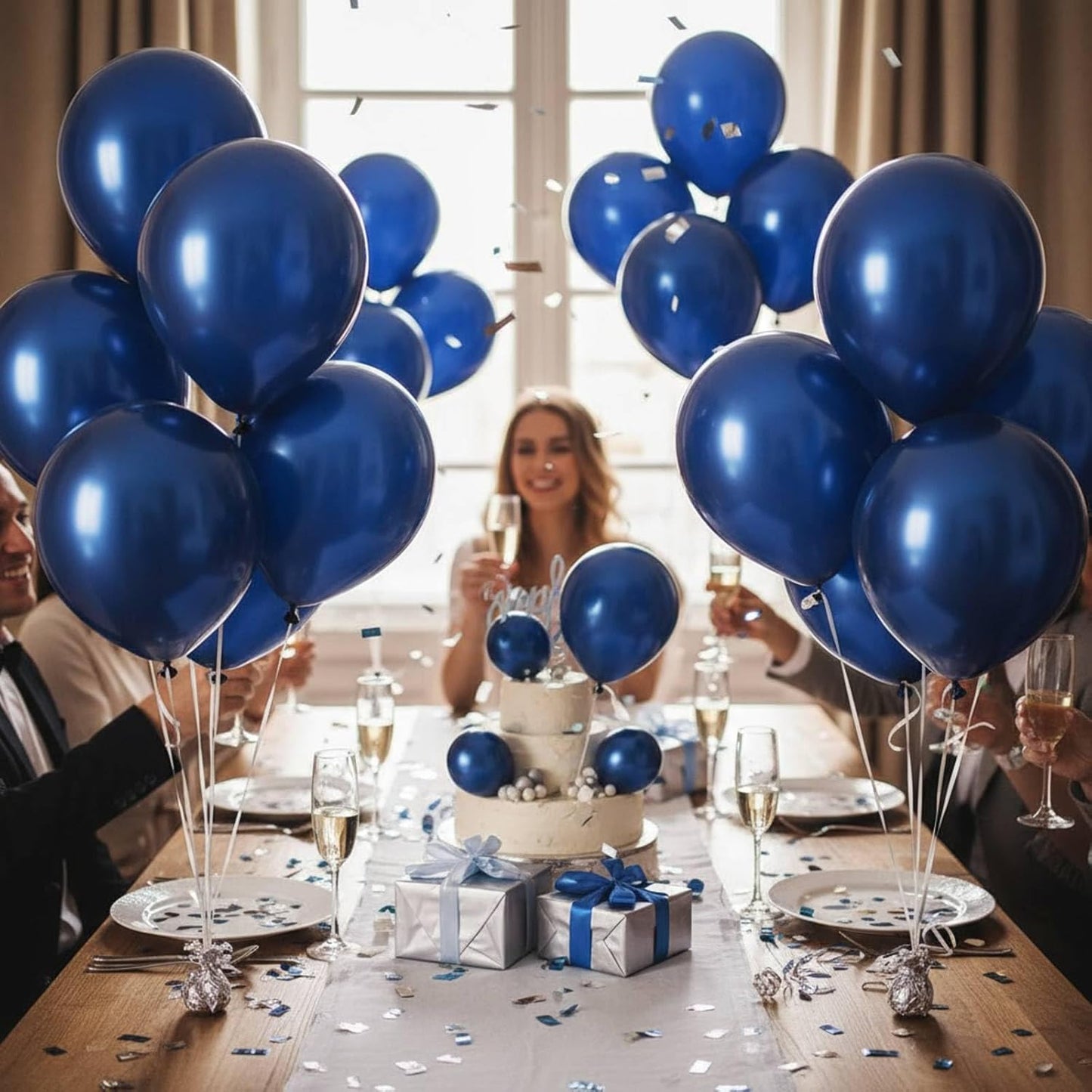 Hestya 100 Pieces 10 Inch Navy Blue Balloons Latex Party Balloons Arch Garland Kit for Weddings, Bridal Shower, Graduation, Anniversary, Birthday Party Decoration