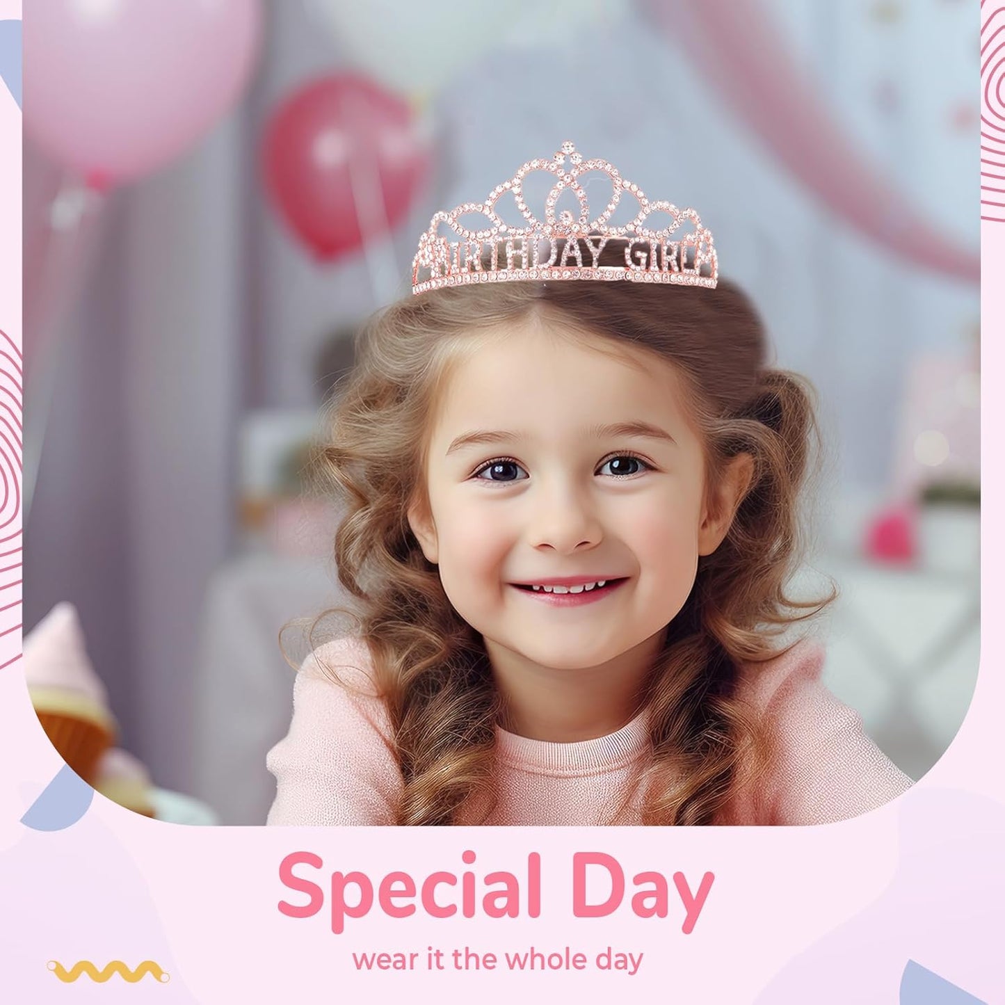 Birtthday Tiara Crown with Sash for Women Birthday Queen Party