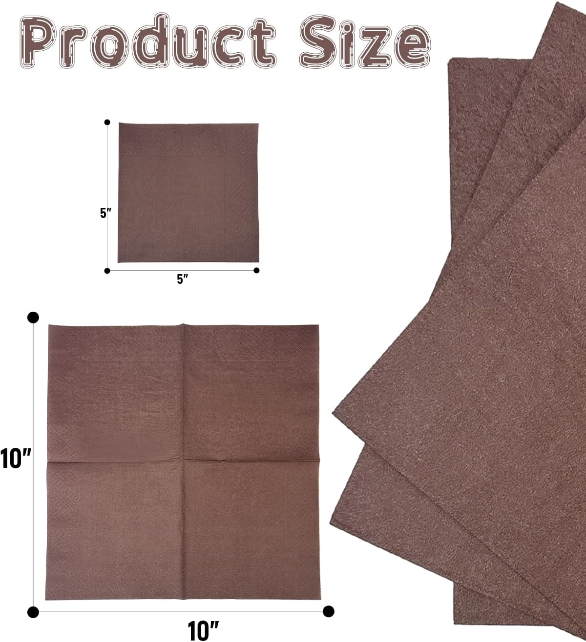 VanDyke Brown Cocktail Napkins 5 * 5inch disposable Beverage Napkin paper for Cocktail, Wedding, Dinner，Birthday Party Dessert Wine Paper Napkins（ 120 Count）