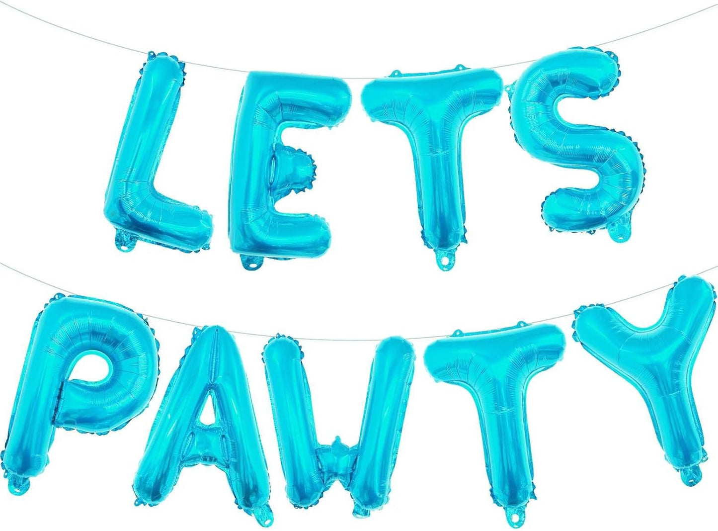 9 Pcs Lets Pawty Balloons Banner 16 Inch, Dog Cat Pet Birthday Letters Sign Lets Pawty Balloons Happy Birthday Banner for Pet Dog Cat Party Supplies Decorations (Pastel Blue)