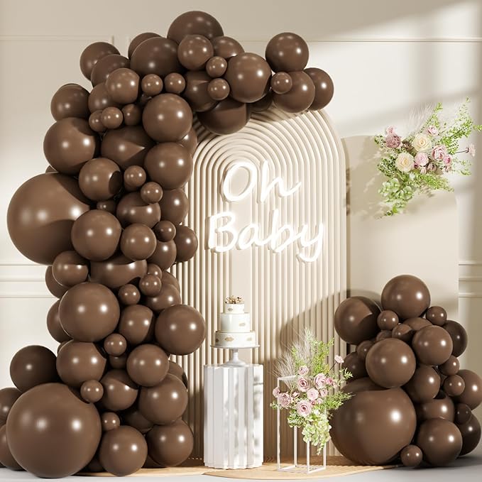 99Pcs Dark Brown Balloon Arch Kit - 18/12/10/5 inch Retro Coffee Tan Latex Balloons for Boho Birthday, Bear Baby Shower, Wedding, Thanksgiving