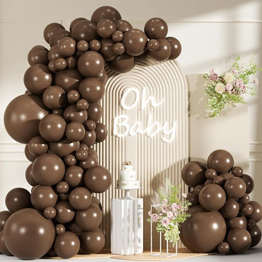 99Pcs Dark Brown Balloon Arch Kit - 18/12/10/5 inch Retro Coffee Tan Latex Balloons for Boho Birthday, Bear Baby Shower, Wedding, Thanksgiving