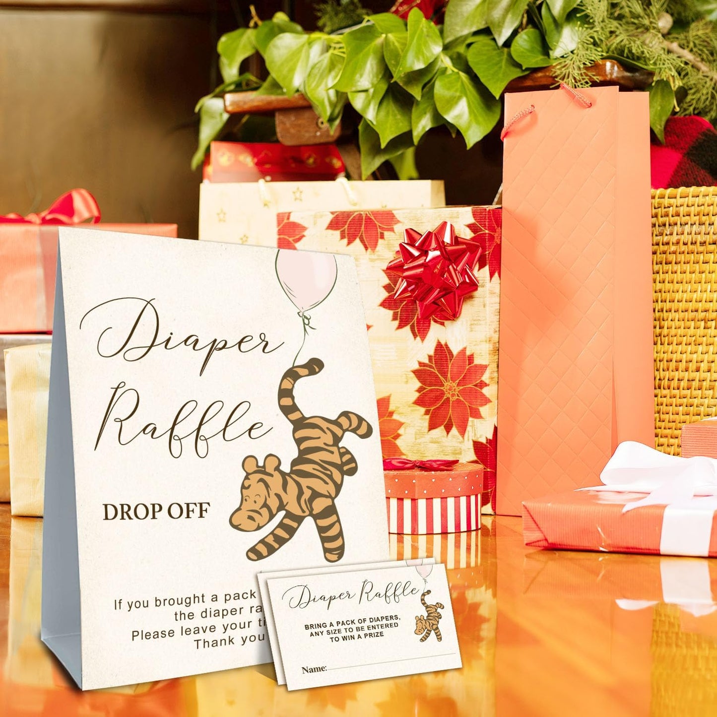 Winnie Baby Shower Decorations-Baby Shower Games-Baby Shwoer Party Decor-Baby Shower Table Sign Centerpieces-Baby Shower Games Pooh Birthday Supplies Party Decorations-Diaper Raffle