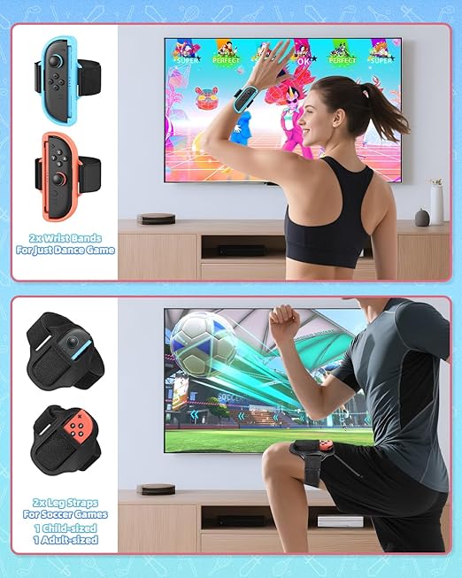[𝗦𝘄𝗶𝘁𝗰𝗵 𝟮/𝟭 𝗖𝗼𝗺𝗽𝗮𝘁𝗶𝗯𝗹𝗲] - Switch Sports Accessories Bundle for Nintendo Switch 2 (2025)/ Switch 1/ OLED, MENEEA 13-in-1 Family Party Kit with Carrying Bag - Compatible with Joy-con 2 & All Switch Sports Game