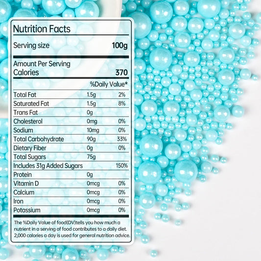 Blue Pearl Sprinkles for Cake Decorating, Edible Baking Candy, 150g/5.29oz Mix Size, Cake Topper Decorations, Cupcake, Foodgrade for Kid's Birthday Christmas Party