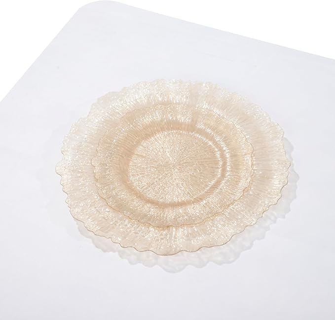 U-QE 60PCS Clear Coffee Plastic Plates - Clear Brown Plastic Plates Disposable Heavy Duty - Disposable Plates for Party Including 30PCS 10'' Dinner & 30PCS 7'' Dessert
