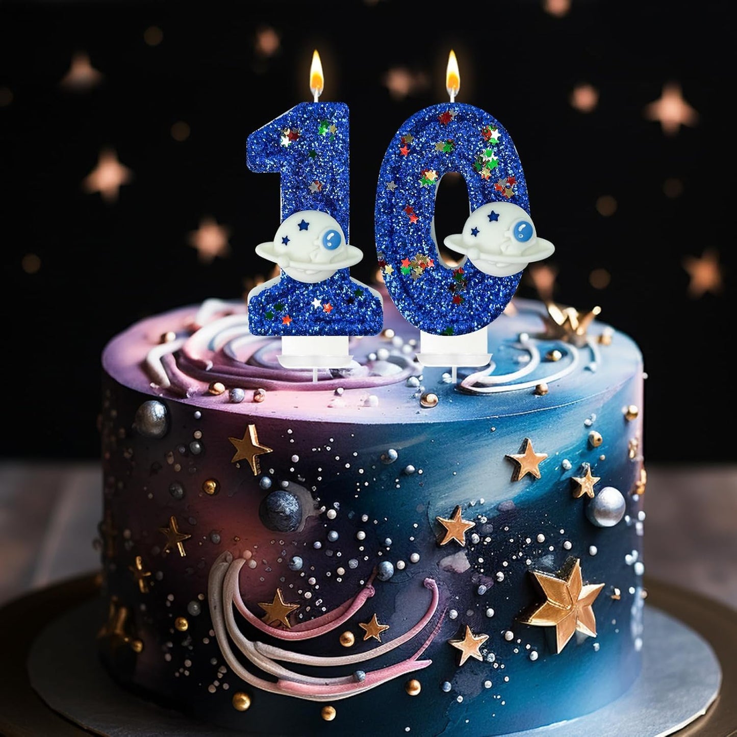 HXOUSE Spaceship Number 0 Birthday Candles - Outer Space Universe Birthday Candles for Cake, Candles Birthday Topper for Anniversary Celebrations, Astronaut Rocket Party Decorations for Boys