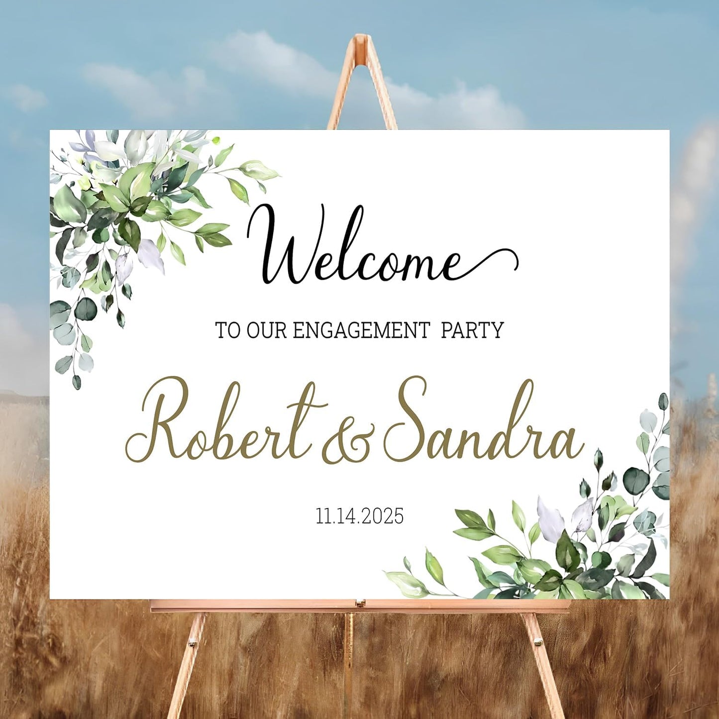 Engagement Sign, Nature-Inspired, Full Size, Plastic, 12x18 inches, Welcome to our Engagement Party
