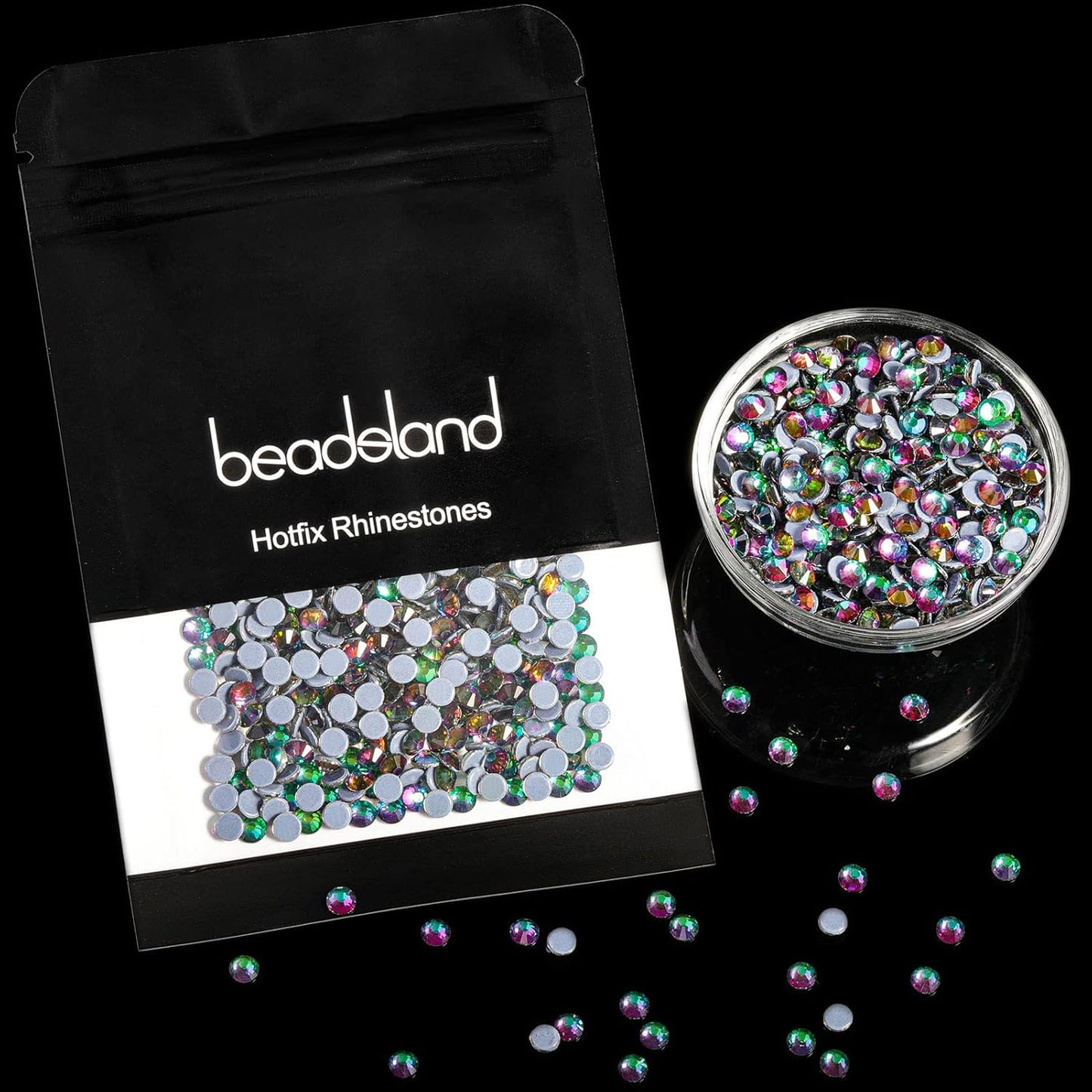 Beadsland Hotfix Rhinestones, 288pcs Crystal Rhinestones for Crafts Clothes DIY Decoration, Green Volcano, SS34, 7.0-7.3mm