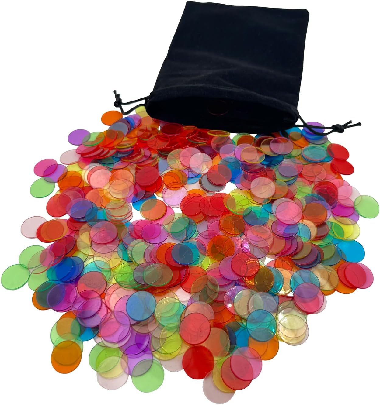 Deluxe Bingo Game Set-Includes Metal Cage with Big Bag,1000 Mixed Color Plastic Chips,100 Large Cards,75 Bingo Balls,Plastic Masterboard, 2 Velvet Bag,Ideal for Large Group and Parties