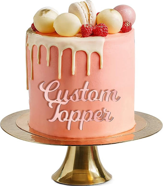 Personalized Cake Topper for Birthday Wedding with Any Text Numbers Mirror Acrylic Cake Toppers Cake Decoration for Birthday Anniversary Baby Shower Graduation (Rose Gold)