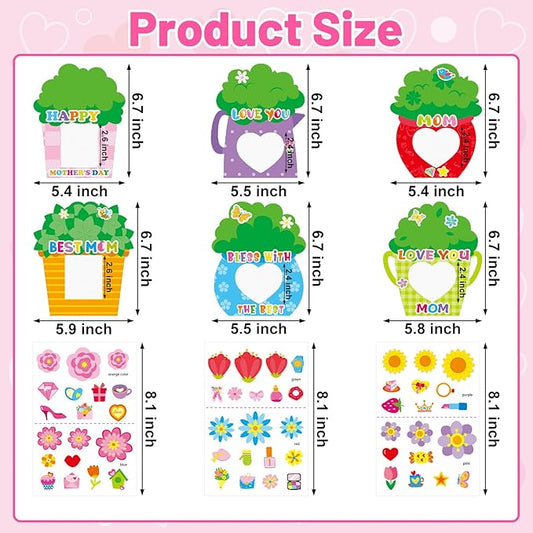 TENDFINE 30 Pack Happy Mother's Day Photo Frame Craft Kits for Kids Love Mom Picture Frame Craft Kits Classroom Home Decoration Mother's Day Gift Party Activity