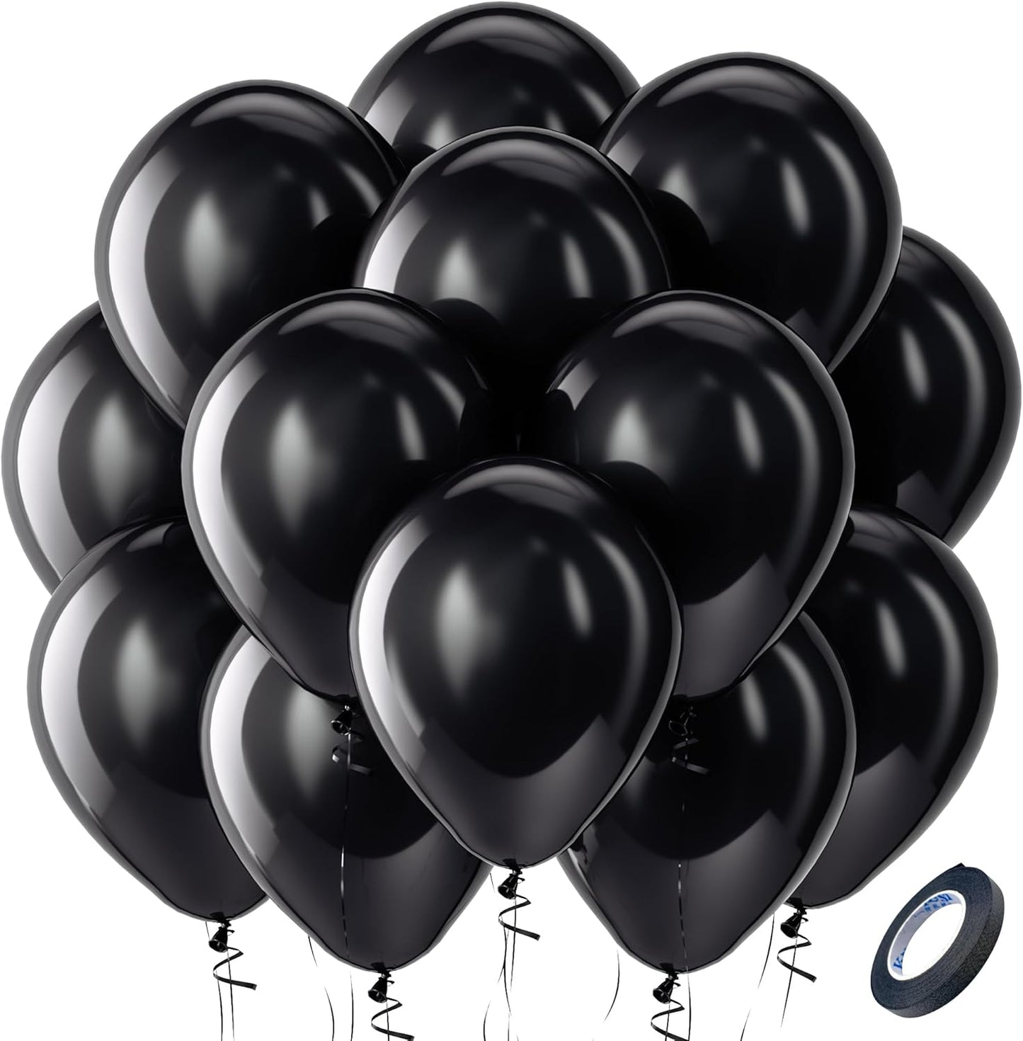 Bezente Black Balloons Latex Party Balloons - 100 Pack 12 inch Round Helium Balloons for Black Themed Graduation New Years Birthday Halloween Party Backdrop Prom Send off Decorations 2025
