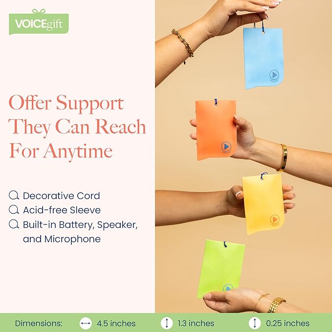 VOICEGIFT 60-Second Audio Recorders for Gift, Back to School Voice Recordable GiftTags for Teachers & Students | Multicolor | 4 Pack