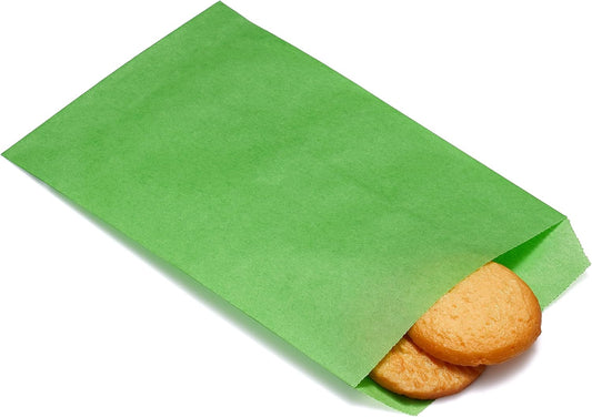 Quotidian Mint Green Flat Medium Greaseproof Paper Bags 4" x 6" (10 x 15.2cm) Pack of 100 - Bakery Candies Soap Wedding Invitation