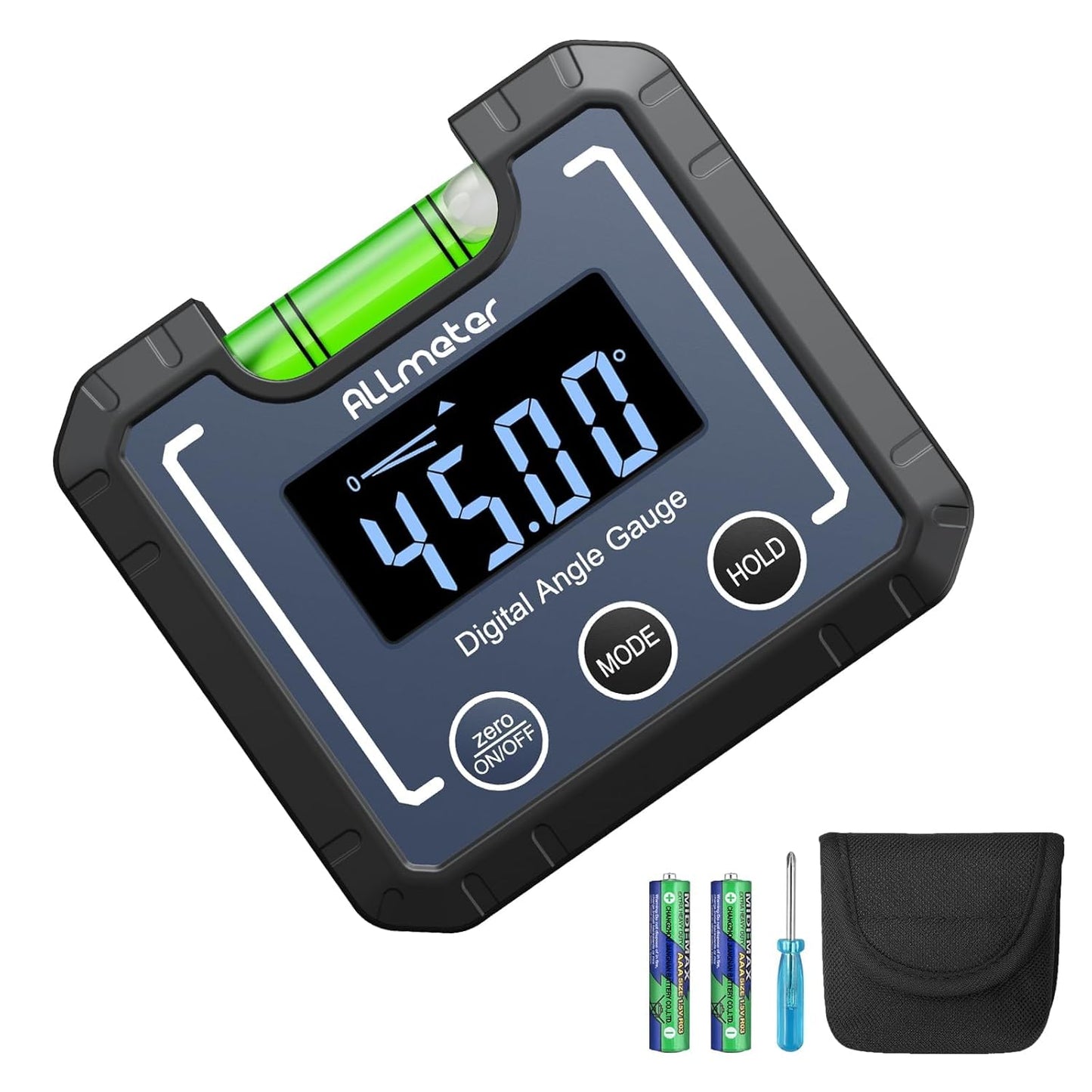 0-360°(4 * 90°) Digital Angle Finder Level Magnetic Electronic Gauge Inclinometer Protractor Tool with Bubble Level and Magnetic Base LCD Backlight For Construction Carpenter Craftsman Home