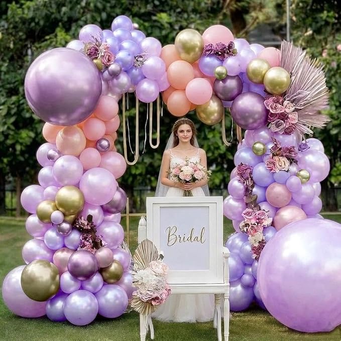Purple Pink Balloon Arch Lavender Lilac Balloons Double Stuffed Pearl Pink Purple Balloon Garland Kit for Baby Shower Birthday Bridal Wedding Spring Party Decorations